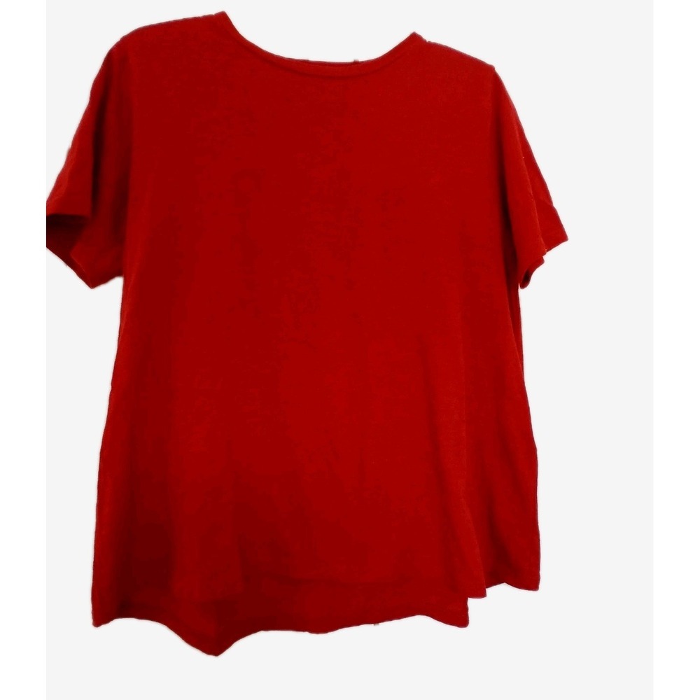 EILEEN FISHER Top Small Organic Cotton Slub Jersey Short Sleeve Rustic Red